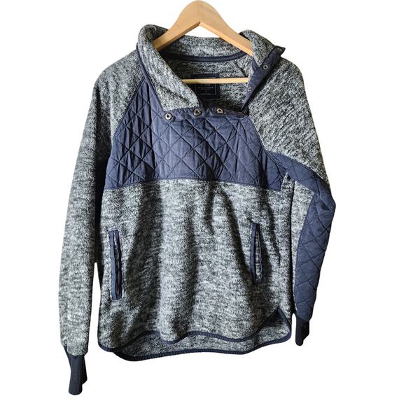 ABERCROMBIE & FITCH Gray Black Quilted Active Mock Neck Pullover Jacket SZ S - Picture 1 of 9